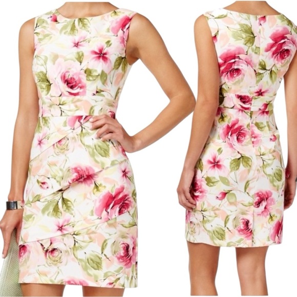 Connected Apparel Pink Ruched Asymmetrical Sheath Dress Size 12 - Picture 1 of 7